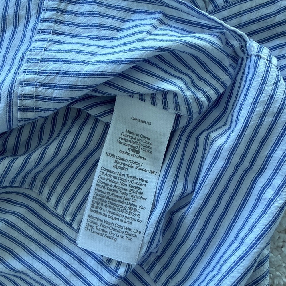 Madewell Light Blue Striped Button Down Shirt women's button-up XS Oversized - Picture 7 of 10